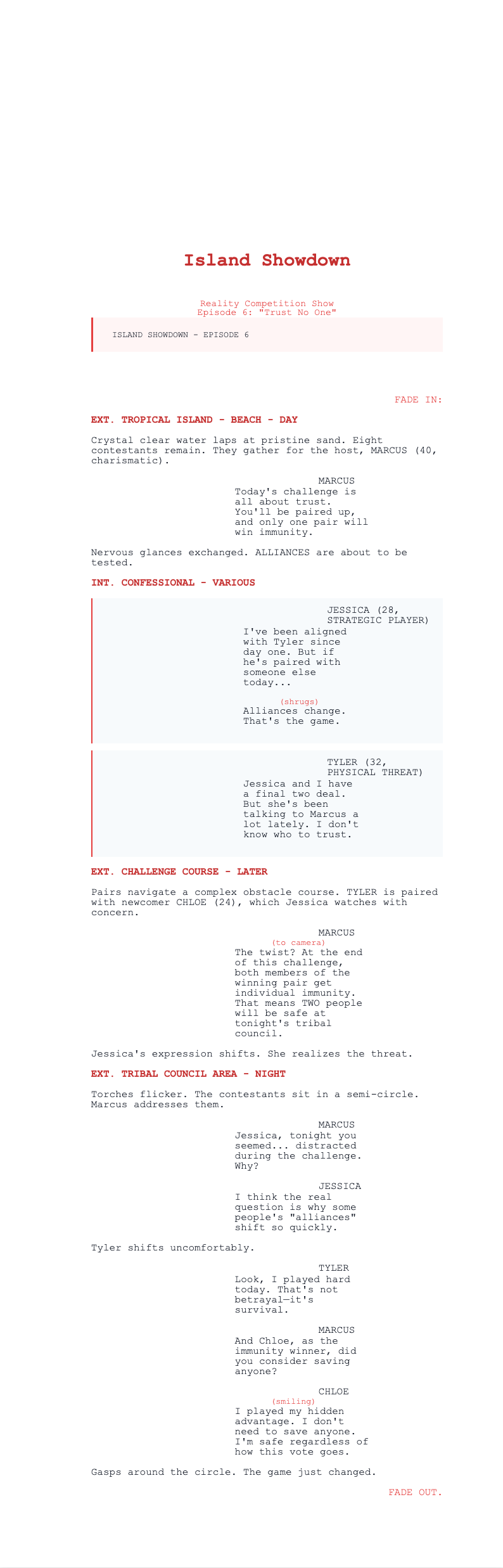 Reality TV screenplay